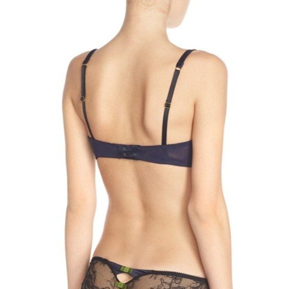 ADDICTION NOUVELLE Lingerie Effrontee Lace Underwire Bra Navy Blue 36C NEW - Picture 3 of 8